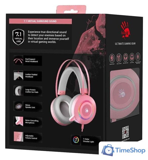 Наушники A4Tech Bloody G521 (розовый) - Изображение №4 — Интернет-магазин Time-Shop