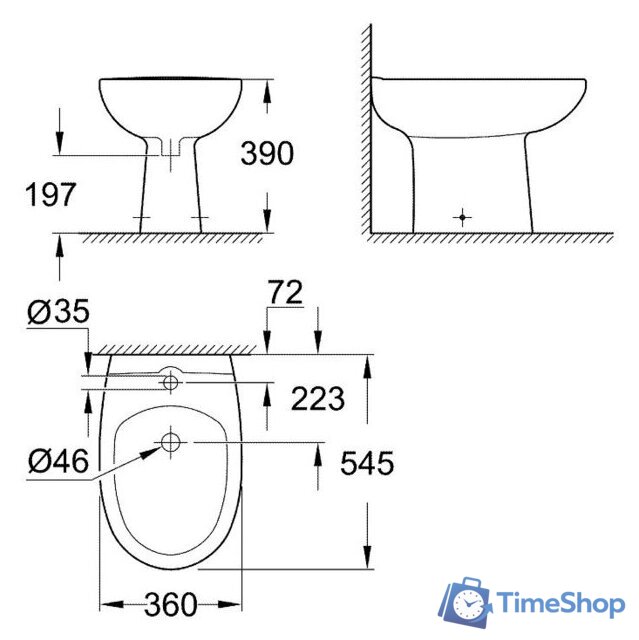 Биде Grohe Bau 39432000 - Изображение №2 — Интернет-магазин Time-Shop