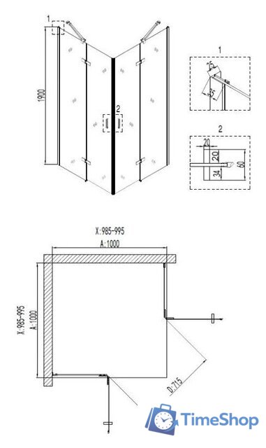 Душевой уголок Niagara NG-6614-08 100x100x190 - Изображение №6 — Интернет-магазин Time-Shop