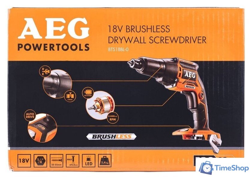 Шуруповерт для гипсокартона AEG Powertools BTS 18 BL-0 (без аккумулятора) - Изображение №2 — Интернет-магазин Time-Shop