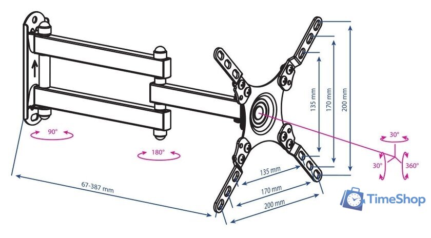 Кронштейн для телевизора Kromax DIX-13 (черный) - Изображение №9 — Интернет-магазин Time-Shop