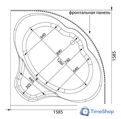 Ванна Aquanet Santiago 160x160 (с каркасом и экраном) - Изображение №5 — Интернет-магазин Time-Shop