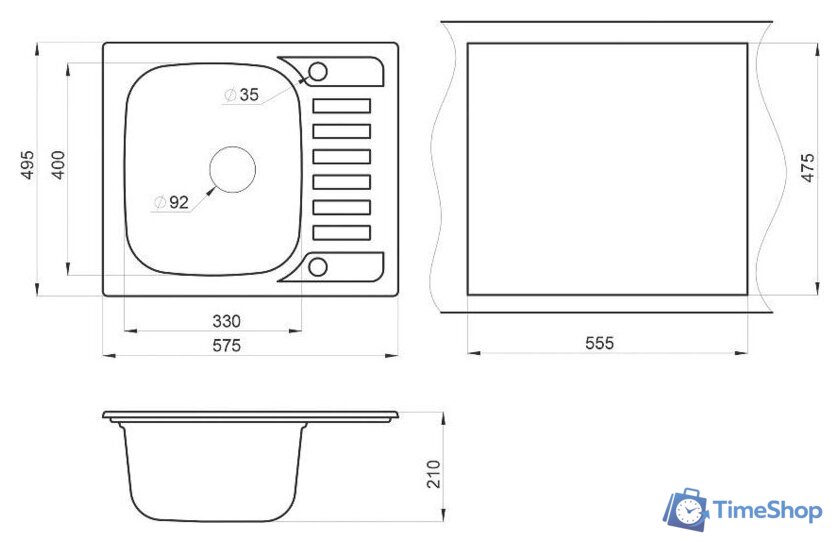 Кухонная мойка Granula GR-5801 (алюминиум) - Изображение №3 — Интернет-магазин Time-Shop