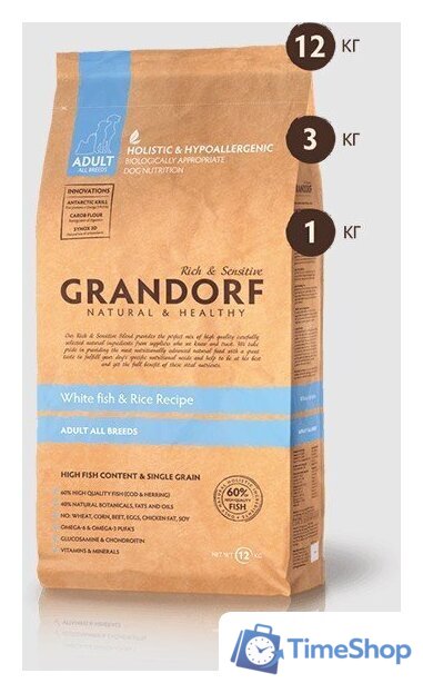 Сухой корм для собак Grandorf Medium & Maxi Breeds White Fish (с белой рыбой) 10 кг - Изображение №2 — Интернет-магазин Time-Shop