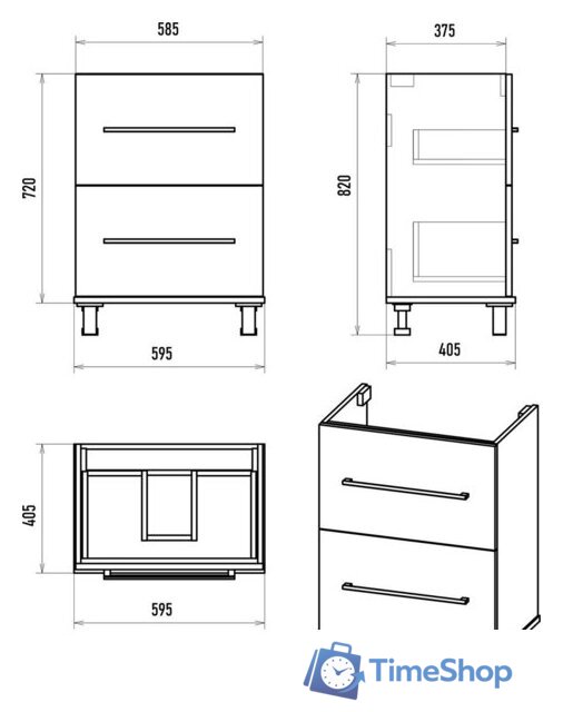  Misty Тумба под умывальник Модерн 60 П-Мод07060-011Пр - Изображение №8 — Интернет-магазин Time-Shop