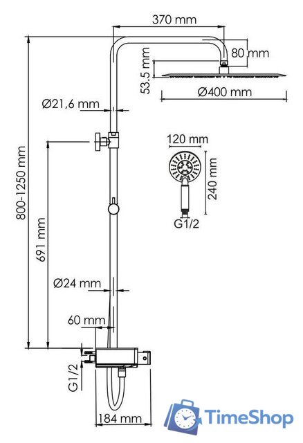 Душевая система  Wasserkraft A113.117.058.CH Thermo - Изображение №3 — Интернет-магазин Time-Shop