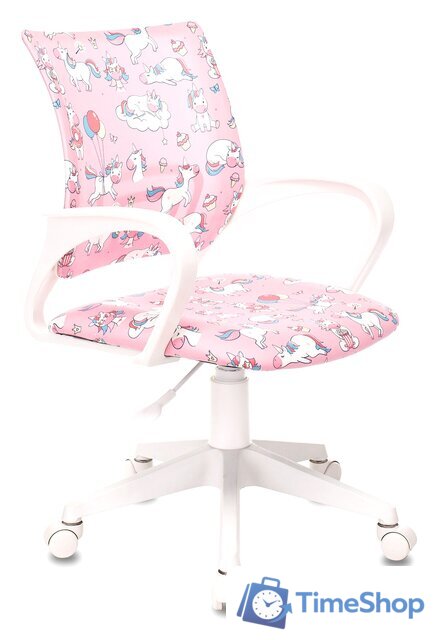 Компьютерное кресло Бюрократ Burokids 1W (розовый единороги/пластик белый) - Изображение №1 — Интернет-магазин Time-Shop
