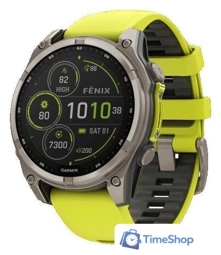 Умные часы Garmin Fenix 8 Solar, Sapphire 47мм (титановый серый с желтым ремешком) - Изображение №1 — Интернет-магазин Time-Shop