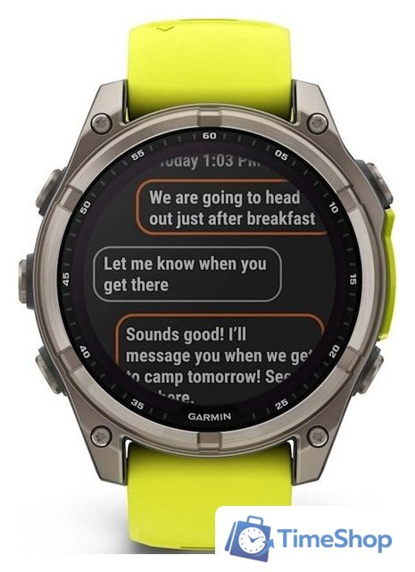 Умные часы Garmin Fenix 8 Solar, Sapphire 47мм (титановый серый с желтым ремешком) - Изображение №9 — Интернет-магазин Time-Shop