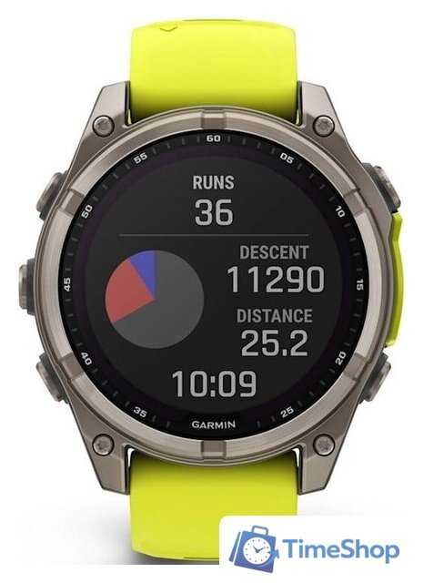 Умные часы Garmin Fenix 8 Solar, Sapphire 47мм (титановый серый с желтым ремешком) - Изображение №8 — Интернет-магазин Time-Shop