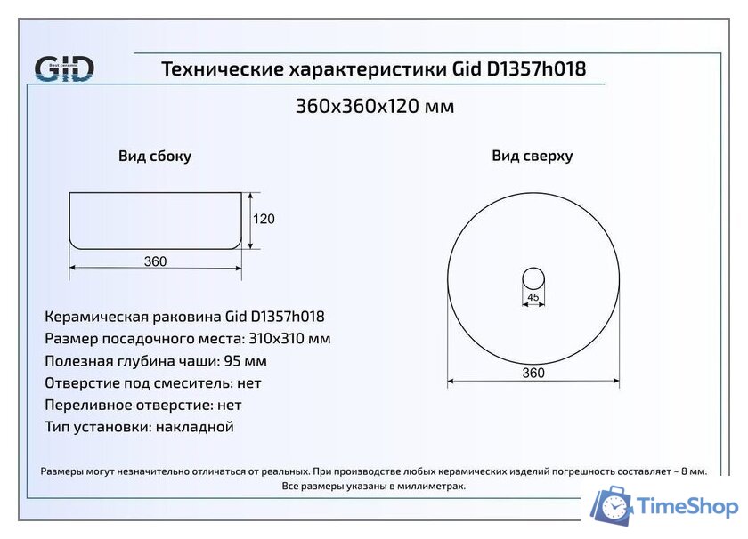 Умывальник Gid D1357H018 (белый/золотой) - Изображение №2 — Интернет-магазин Time-Shop