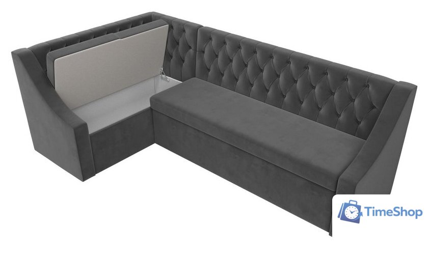 Угловой диван Лига диванов Мерлин левый 109428L (велюр, серый) - Изображение №7 — Интернет-магазин Time-Shop