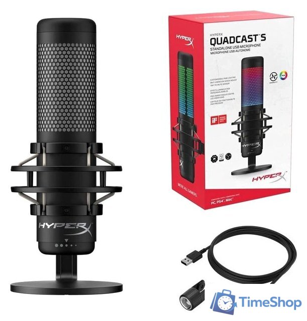 Проводной микрофон HyperX QuadCast S (черный) - Изображение №7 — Интернет-магазин Time-Shop