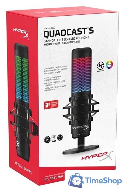 Проводной микрофон HyperX QuadCast S (черный) - Изображение №8 — Интернет-магазин Time-Shop
