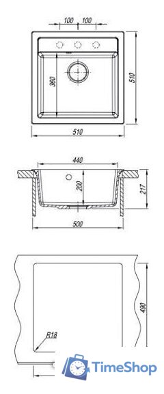 Кухонная мойка Florentina Липси 510 (серый шелк) - Изображение №4 — Интернет-магазин Time-Shop