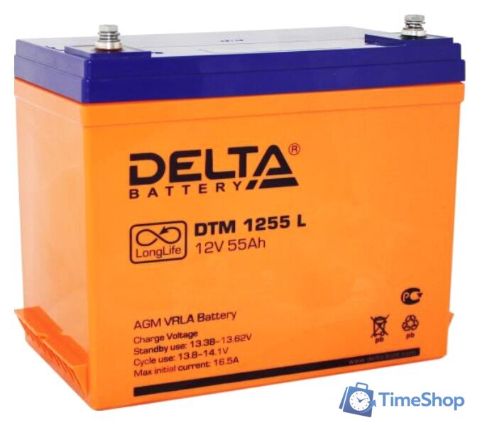 Аккумулятор для ИБП Delta DTM 1255 L (12В/55 А·ч) - Изображение №1 — Интернет-магазин Time-Shop