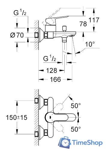 Смеситель Grohe BauEdge 23334000 - Изображение №2 — Интернет-магазин Time-Shop