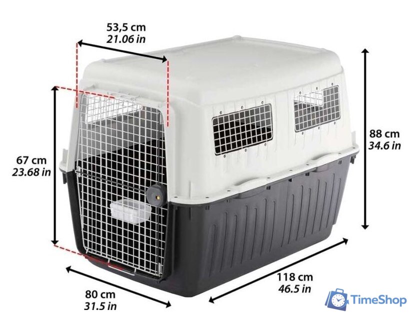 Переноска Ferplast Atlas 80 Professional 73075021 (серый/черный) - Изображение №3 — Интернет-магазин Time-Shop