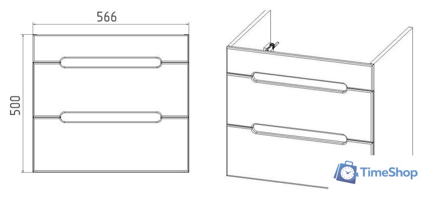  Viant Тумба с умывальником Марсель Como 60 VMAR60CO-T2YP+S-UM-COM60/1-w - Изображение №6 — Интернет-магазин Time-Shop