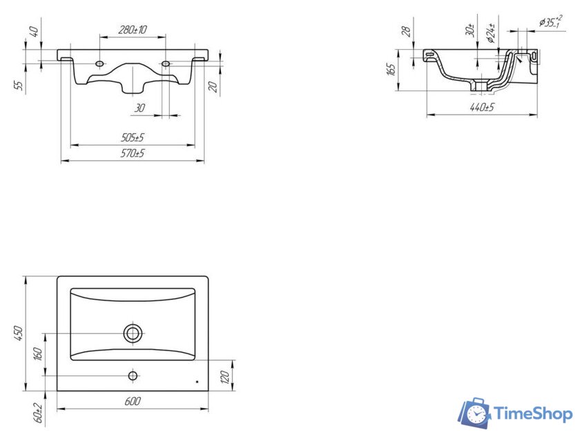  Viant Тумба с умывальником Марсель Como 60 VMAR60CO-T2YP+S-UM-COM60/1-w - Изображение №5 — Интернет-магазин Time-Shop