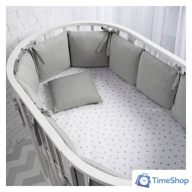 Бампер в кроватку Perina Soft Cotton СК1/4-05.13 (серо-оливковый) - Изображение №1 — Интернет-магазин Time-Shop