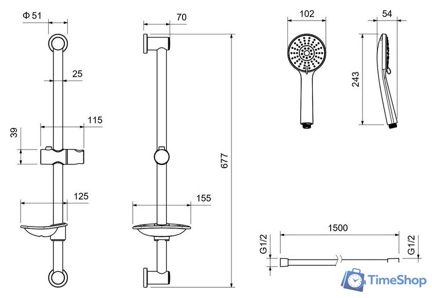 Душевой гарнитур  Aquatek Бетта AQ2013CR - Изображение №13 — Интернет-магазин Time-Shop