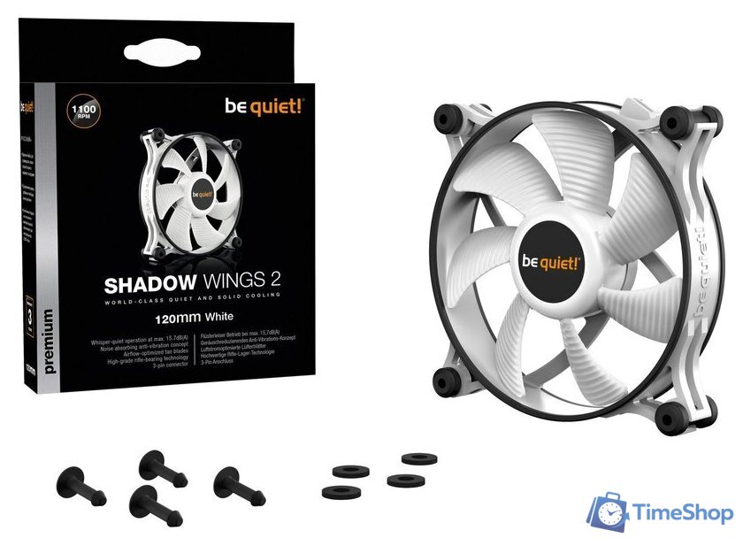 Вентилятор для корпуса be quiet! Shadow Wings 2 120mm White BL088 - Изображение №5 — Интернет-магазин Time-Shop