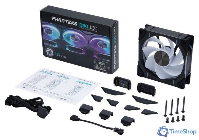 Вентилятор для корпуса Phanteks D30-120 D-RGB Reversed Black PH-F120D30R_DRGB_PWM_BK01 - Изображение №8 — Интернет-магазин Time-Shop