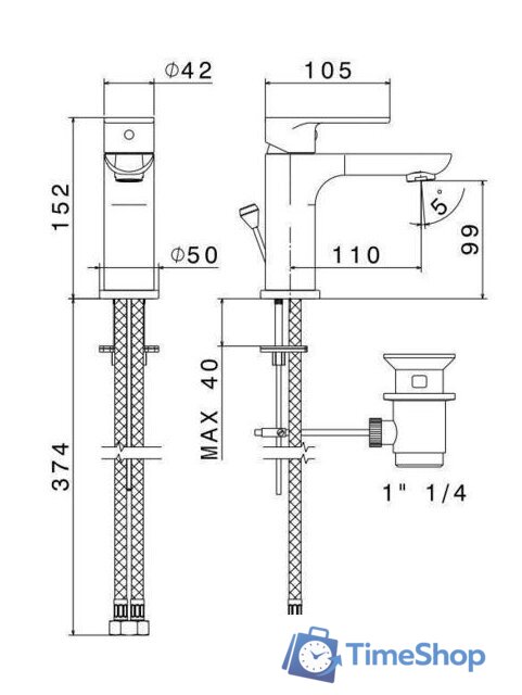 Смеситель Kerama Marazzi Piano 69310KM.21.018 - Изображение №2 — Интернет-магазин Time-Shop