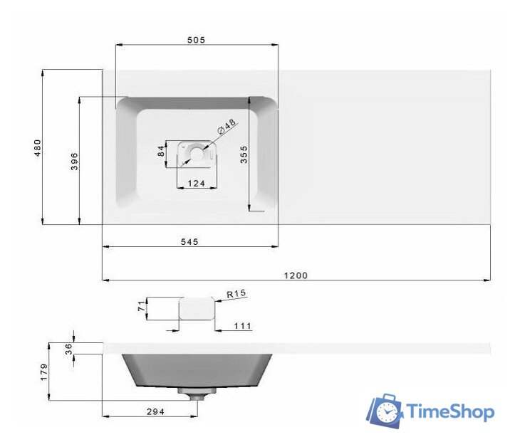  Emmy Тумба с умывальником Джерси 120 L - Изображение №4 — Интернет-магазин Time-Shop
