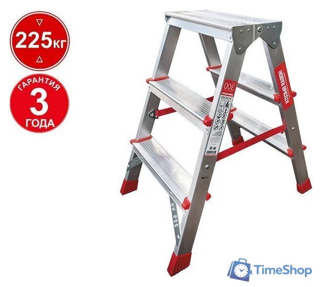 Лестница-стремянка Новая высота NV 312 двухсторонняя профессиональная 2x3 ступеней - Изображение №1 — Интернет-магазин Time-Shop