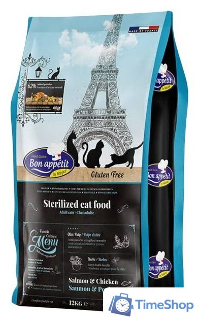 Сухой корм для кошек Bon Appetit Adult Sterilized Salmon & Chicken (для стерилизованных с лососем и курицей) 12 кг - Изображение №1 — Интернет-магазин Time-Shop
