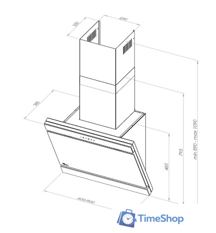Кухонная вытяжка Akpo Kastos 60 WK-9 (черный) - Изображение №2 — Интернет-магазин Time-Shop