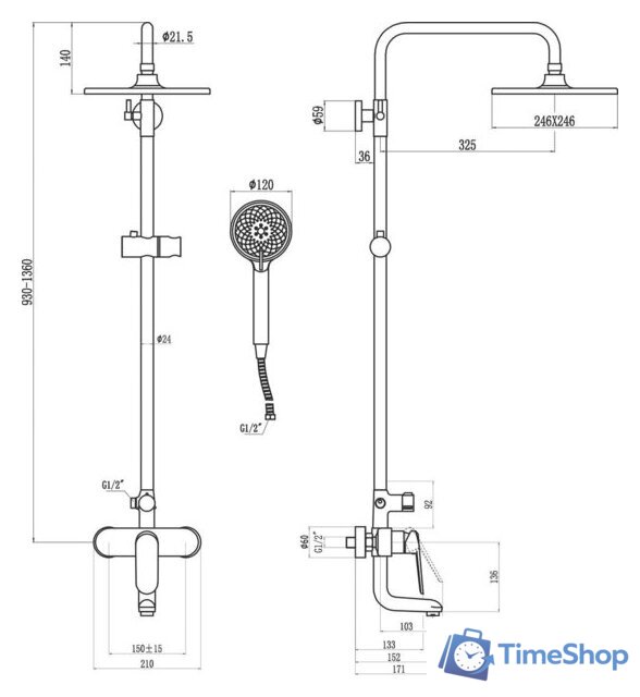 Душевая система  Savol SK-H6401 - Изображение №2 — Интернет-магазин Time-Shop