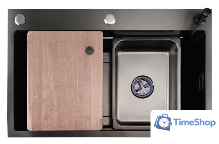Кухонная мойка Stellar Decor S7045NB-A-D (нано черный, c доской) - Изображение №1 — Интернет-магазин Time-Shop