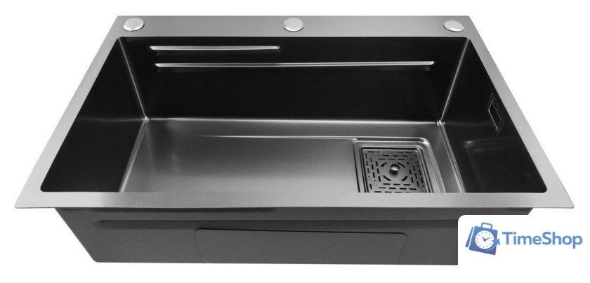 Кухонная мойка Stellar Decor S7045NB-A-D (нано черный, c доской) - Изображение №4 — Интернет-магазин Time-Shop