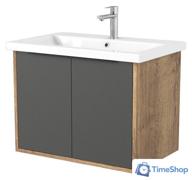  Дабер Тумба под умывальник 018 Cersanit Como 70 Т18.7С.0.22Ч (дуб галифакс/серый/ручка черная) - Изображение №1 — Интернет-магазин Time-Shop