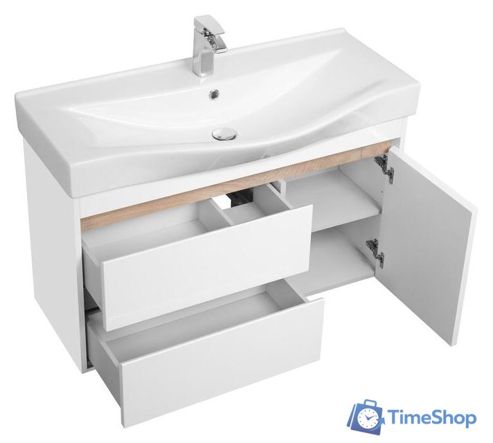 Акватон Тумба под умывальник Нортон 100 1A249001NT010 (белый/дуб эндгр.) - Изображение №3 — Интернет-магазин Time-Shop