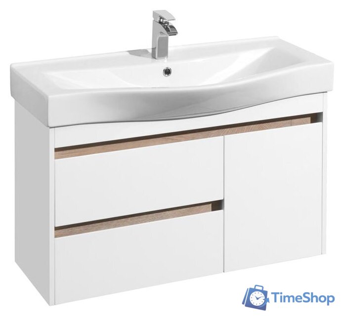  Акватон Тумба под умывальник Нортон 100 1A249001NT010 (белый/дуб эндгр.) - Изображение №1 — Интернет-магазин Time-Shop