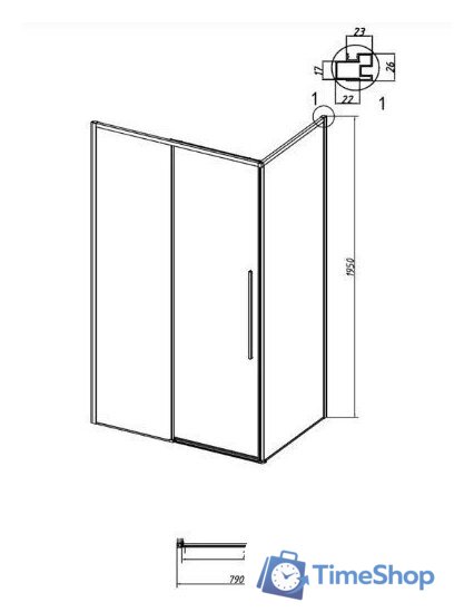 Душевая стенка Grossman Galaxy 80x195 200.K33.01.80.21.00 (черный матовый/стекло прозрачное) - Изображение №9 — Интернет-магазин Time-Shop