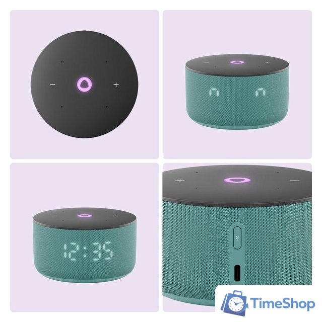 Умная колонка Яндекс Станция Мини 3 с часами (бирюзовый) - Изображение №3 — Интернет-магазин Time-Shop