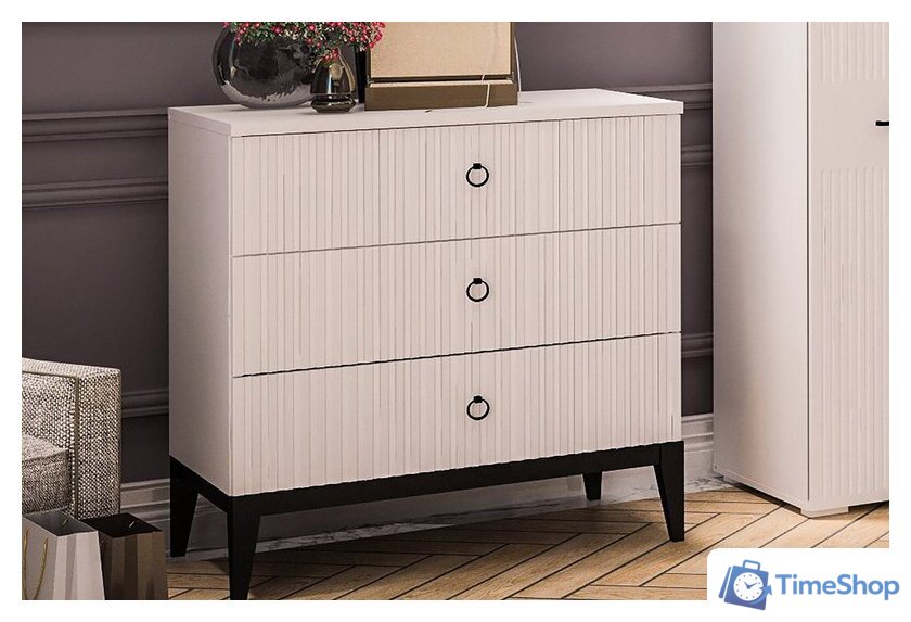 Комод Ангстрем Хилтон спальня ХТ-102.01 (Д) исп.26 (Д1, белый премиум) - Изображение №2 — Интернет-магазин Time-Shop