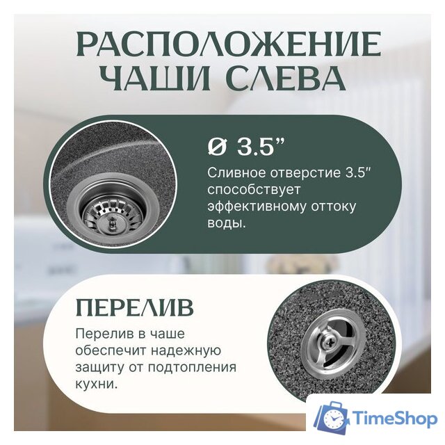 Кухонная мойка Saniteco Pura (графит) - Изображение №2 — Интернет-магазин Time-Shop