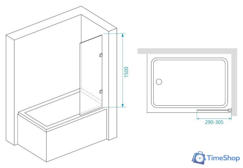 Стеклянная шторка для ванны RGW SC-056-2 300 3511056230-11 - Изображение №2 — Интернет-магазин Time-Shop