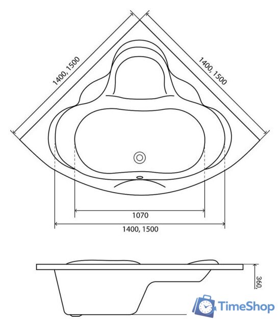 Ванна Lauter Riviera 150x150 21050150 (с каркасом) - Изображение №12 — Интернет-магазин Time-Shop