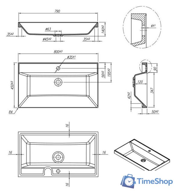 Умывальник Roxen Mila 80 3001180 - Изображение №4 — Интернет-магазин Time-Shop
