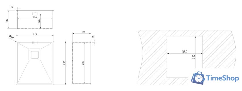 Кухонная мойка TEKA Square 340/400 (40170110) - Изображение №3 — Интернет-магазин Time-Shop