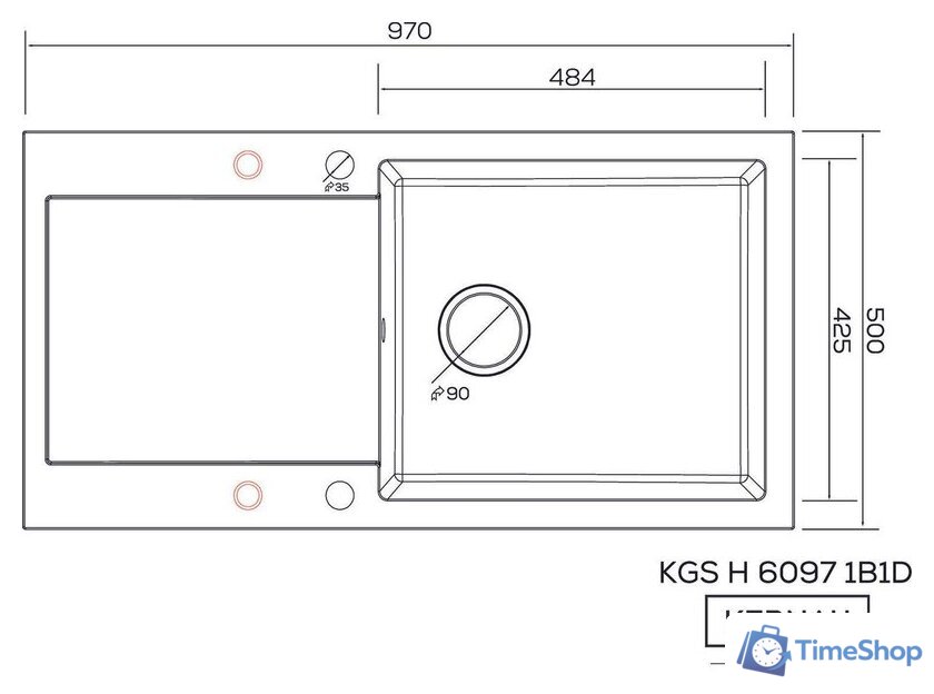 Кухонная мойка Kernau KGS H 6097 1B1D Graphite - Изображение №2 — Интернет-магазин Time-Shop