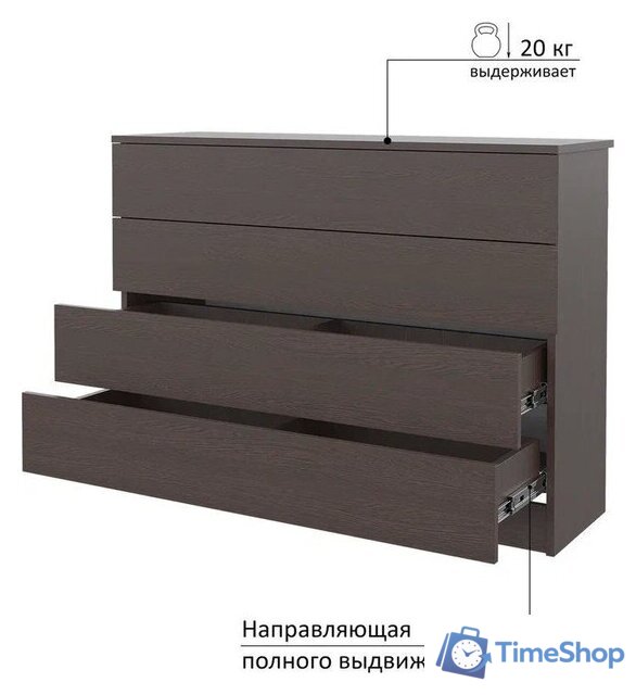 Комод Горизонт Нео 1050 4 ящика (венге) - Изображение №11 — Интернет-магазин Time-Shop