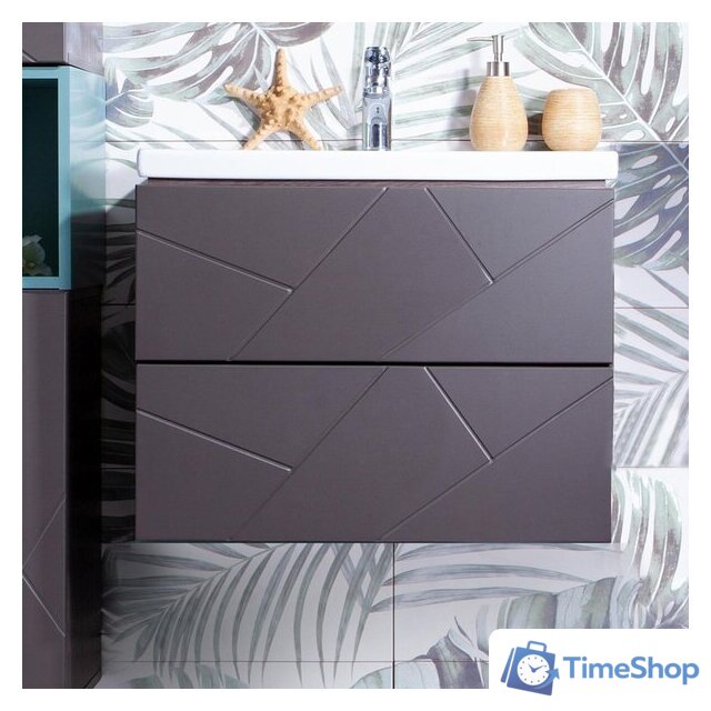  Бриклаер Тумба под умывальник Кристалл 60 (ясень анкор темный/софт графит) - Изображение №8 — Интернет-магазин Time-Shop